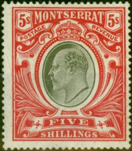 Montserrat 1907 5s Black & Red SG33 Fine Mtd Mint