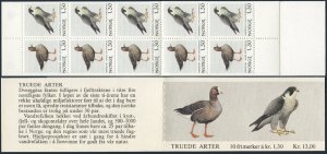 Norway 775-776a booklet, MNH. Mi 827-828 MH 4. Birds. Anser erythropus, Falcon.