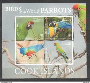 2019 !!! Sale Cook Islands Fauna Birds Parrots Michel 95 Euro Bl276 ** Nw0411