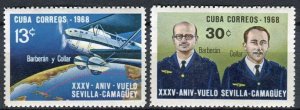 Cuba Sc# 1336-1337  FLIGHT Seville to Camaguey AVIATION  CPL SET of 2 1968 MNH