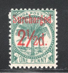 Samoa, Scott #28  VF, Mint (NH), 2 1/2p on 1p blue green ..... 5480181
