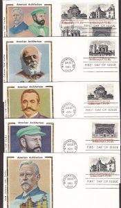 US 1928-31 FDC Lot of 5 American Architecture w/ Colorano Silk Cachets