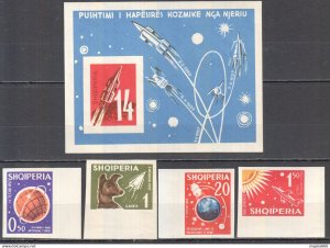 Ss0906 Imperf 1962 Albania Space Launches 1957-1959 Michel #668-72 125 Euro Mnh