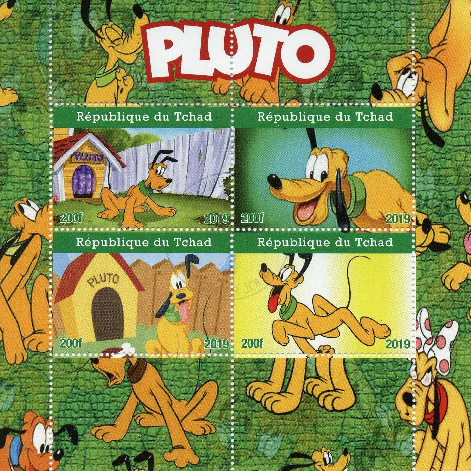 Chad Disney Stamps 2019 CTO Pluto Dogs Cartoons Animation 4v M/S | Africa -  Chad, Stamp / HipStamp