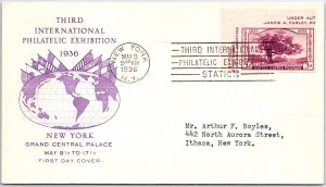 U.S. EVENT COVER 3rd INTERN'L PHILATELIC EXHIBITION AT GRAND CENTRAL PALACE 1936