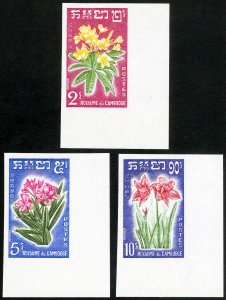 Cambodia Stamps # 91-3 MNH XF Flowers - Imperforate