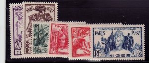 Niger Sc 77-82 NH issue of 1937 - Paris Expo