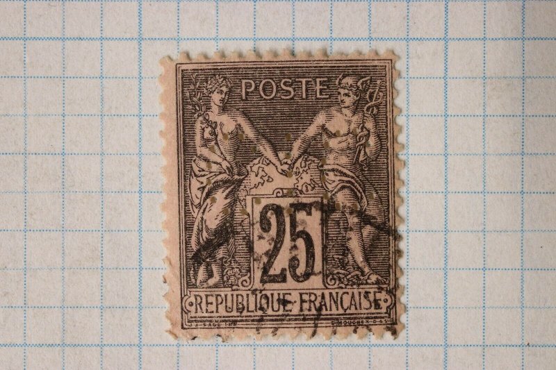 France sc#100 used perfin hole CIC C.I.C.