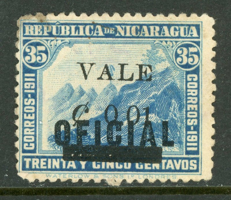 Nicaragua 1914 Liberty Overprint 1¢/35¢ Shifted OP VFUH379