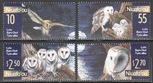 Ft130 2001 Niuafo'Ou Birds Owls By Moonlight Fauna #382-85 1Set Mnh