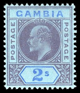 Gambia 1909 KEVII 2s purple & bright blue/blue DENTED FRAME var VFM. SG 83a.