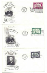 UN 35-37 UNNY 10th Anniversary set of the ArtCraft FDCs