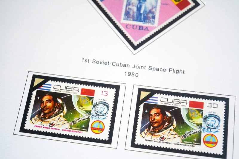 COLOR PRINTED CUBA AIRMAIL 1927-1980 STAMP ALBUM PAGES (56 illustrated pages)