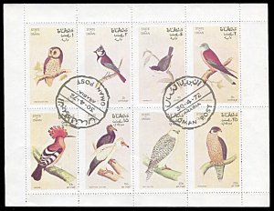 Oman State, CTO, Birds miniature sheet of 8
