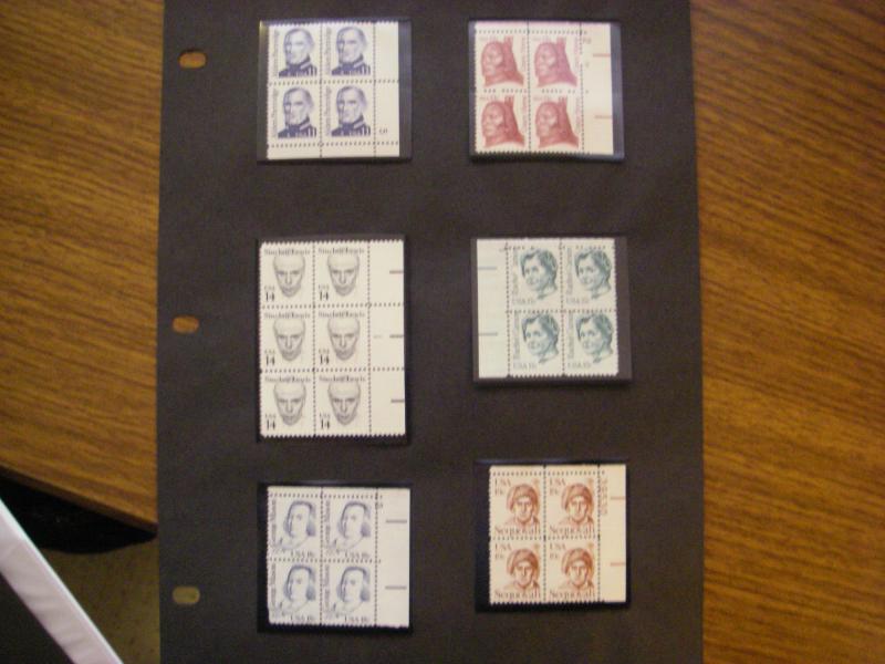 Scott 1844-1869, Great Americans, Complete Plate Blocks of 4 or 6, MNH Beauties