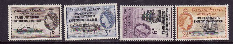 Falkland Island Dependencies.-Sc#1L34-7-unused hinge remnant QEII set-id3-Ships-