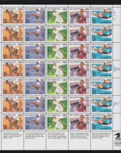 US 2496-2500 25c Olympian Mint Stamp Sheet OG NH