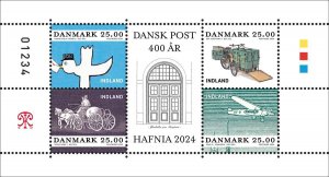 Denmark 2024 Postal transport HAFNIA Exhibition Postal service 400 ann block MNH