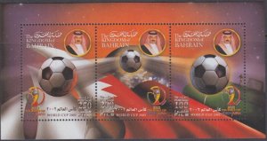 BAHRAIN Sc# 562a-c CPL MNH S/S of 3 DIFF - 2002 WORLD CUP SOCCER CHAMPIONSHIPS