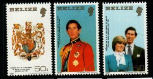 BELIZE SG614/6 1981 ROYAL WEDDING MNH