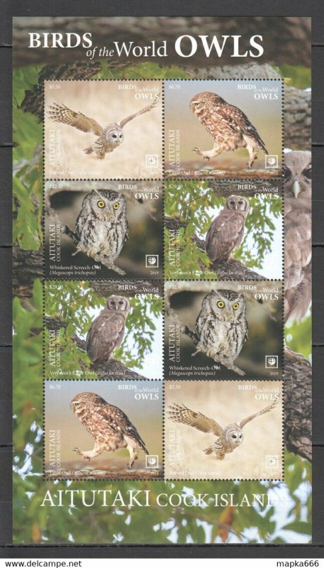 2019 !!! Sale Aitutaki Fauna Birds Owls #1067-70 Michel 190 Euro Kb ** Nw0404