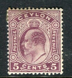 CEYLON; Early 1900s Ed VII issue Mint hinged 5c. value