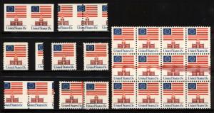 #1622 & #1625 13c 1975 MNH Group of Errors, Imperf Horiz Coil Pair, 9 Items