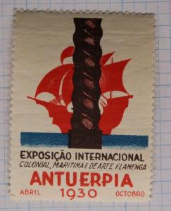 ANTUERPIA expo 1930 Maritime art colonial Flemish Belgium intl Poster Stamp ad