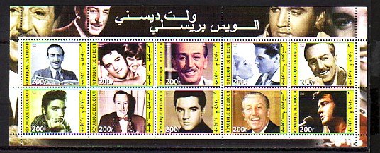 Djibouti, 2003 Cinderella. Elvis Presley & Walt Disney sheet of 10. ^