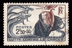 France 1941 Sc B110 UVG stains Fight Against Cancer semi postal