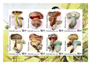RUSSIA LOCAL SHEET IMPERF MUSHROOMS 