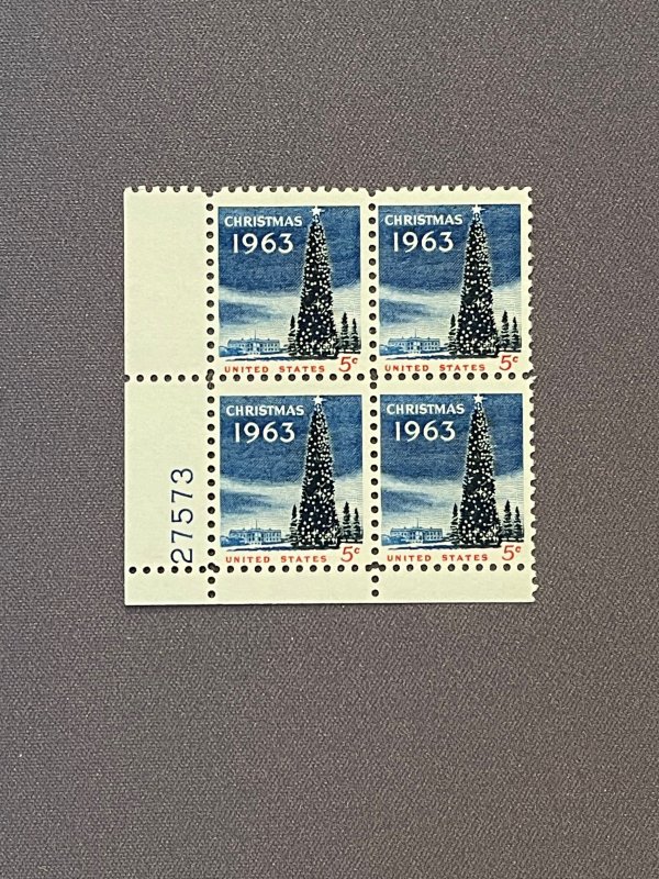 1240, Christmas Tree and Whitehouse, Plate Block LL, Mint OGNH, CV $2.50