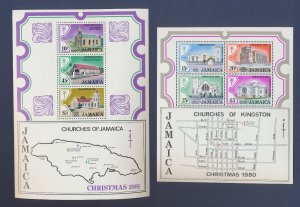 JAMAICA  - Scott 494a & 522a - MNH S/S - Churches, Christmas - 1981