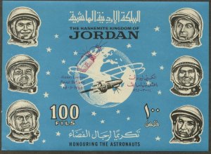 JORDAN Sc#527E Note 1965 Cosmonauts S/S with Rd-Vio Leonov-Belyaev Ovpt OG MNH