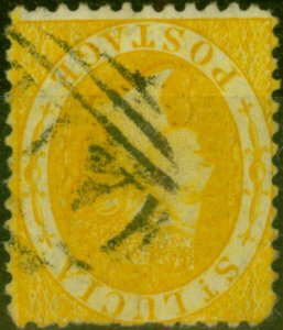 St Lucia 1864 (4d) Yellow SG12Y Wmk Inverted & Reversed Fine Used Scarce