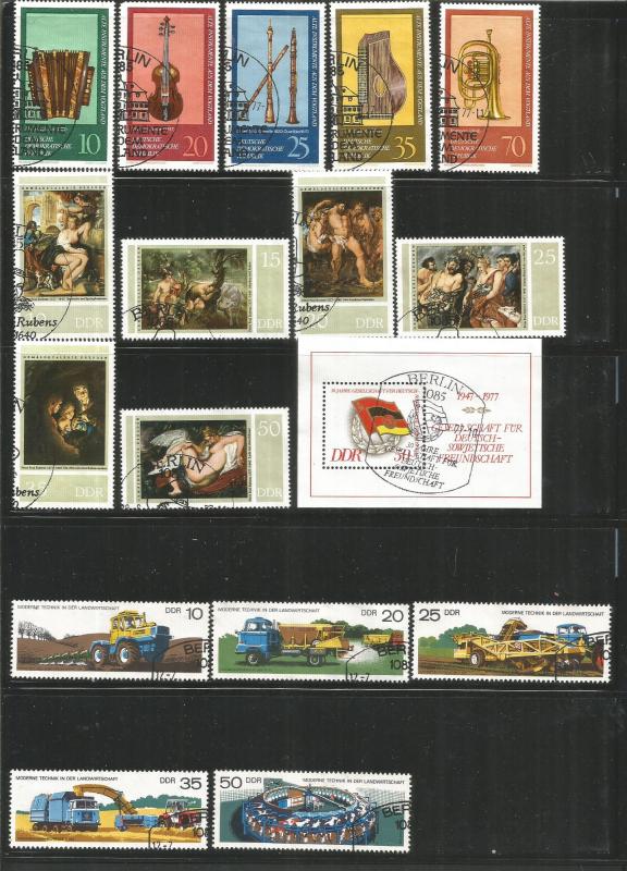 GERMANY – DDR – 1977 – FULL YEAR SET – 76 STAMPS + 8 SHEETS - USED