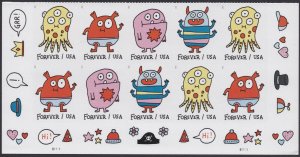 US 5636-5639 5639b Message Monsters F plate block 10 MNH 2021