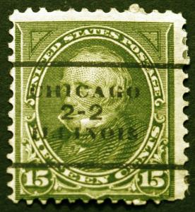 #284 15c Olive Green 1898 Chicago Precancel *MLH*