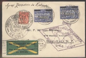 Brazil 1930 Graf Zeppelin Si59G 59H Cover Pan America 5$000 Havana 103485