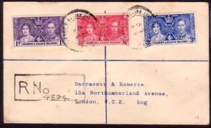 GILBERT & ELLICE IS 1937 Coronation cover scarce undated PO/BERU pmk.......37282