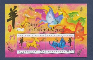 CHRISTMAS ISLAND - Scott 441a - MNH S/S - year of the goat - 2003