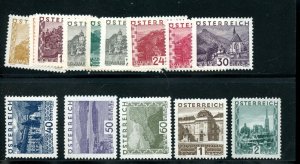 AUSTRIA SCOTT #326/39 LARGE SCENIC DEFINITIVES VF FRESH MINT NEVER HINGED