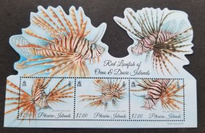 *FREE SHIP Pitcairn Islands Red Lionfish 2015 Marine Fish (ms) MNH *odd *unusual