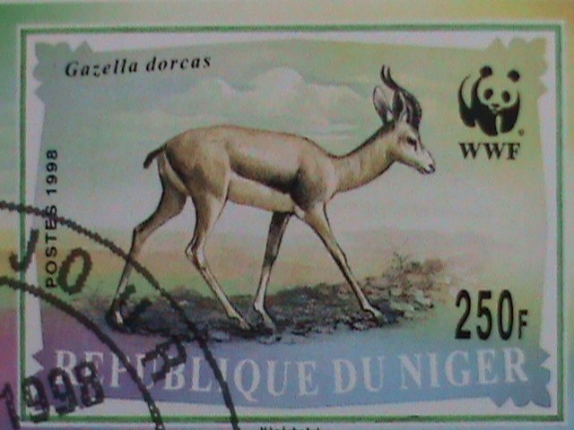 NIGER-1998-SC#986a WWF-ENDANGER ANIMALS CTO RARE S/S CAT. $40 VF