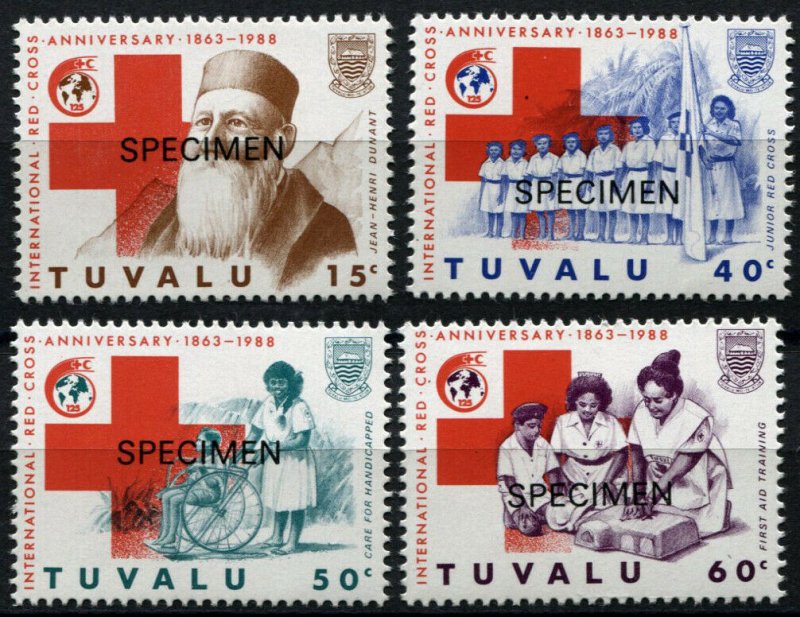 SPECIMEN Tuvalu #485-488 Red Cross Crescent Stamps Postage Collection MINT NH