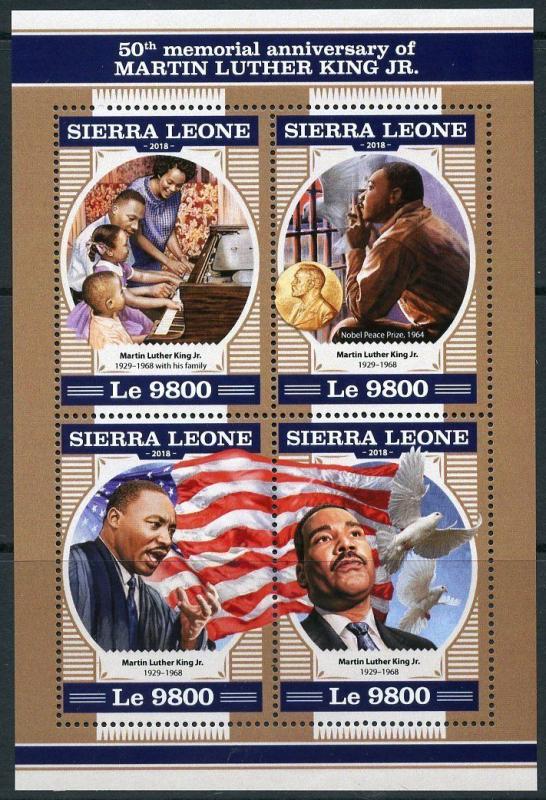 SIERRA LEONE 2018 50th MEMORIAL ANN  OF MARTIN LUTHER  KING, Jr  SHEET  MINT NH