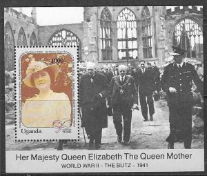 UGANDA SGMS819 1990 90th BIRTHDAY OF THE QUEEN MOTHER MNH