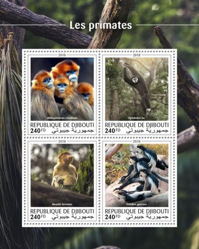 DJIBUTI - 2018 - Primates - Perf 4v Sheet - MNH