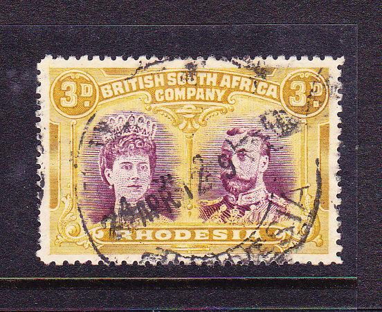 RHODESIA 1910-13  3d  DOUBLE HEAD  FU  SG 134