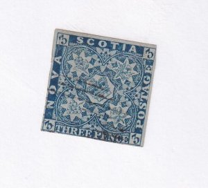 NOVA SCOTIA # 3 VERY LIGHTLY USED 3p DARK BLUE CAT VALUE $400